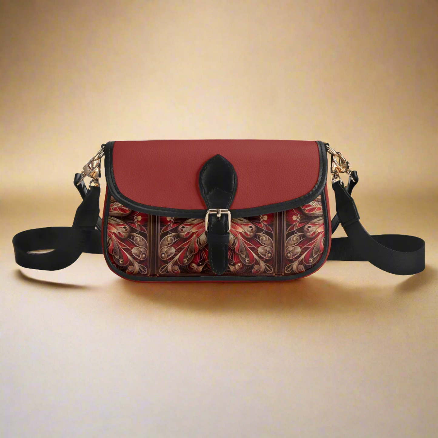 Womens Red Butterfly Crossbody Faux Leather Bag