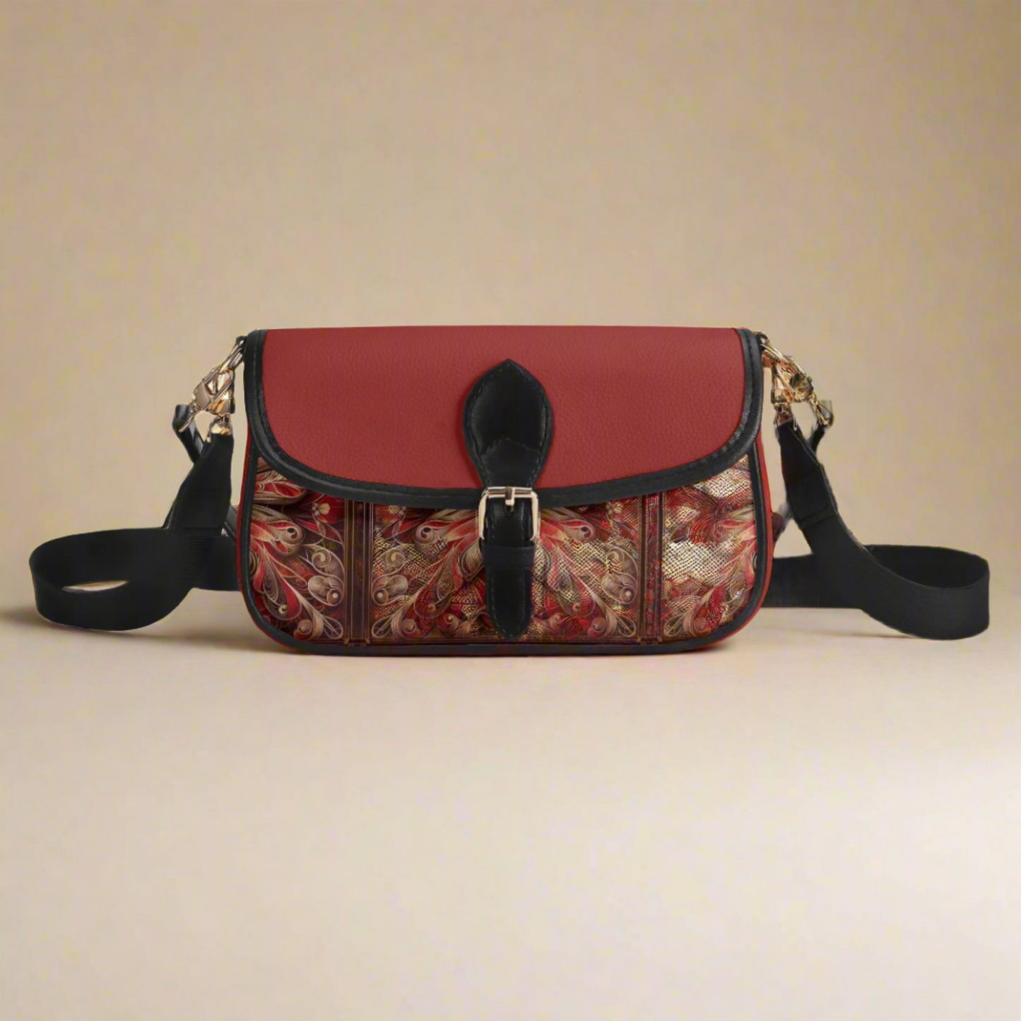 Womens Red Butterfly Crossbody Faux Leather Bag