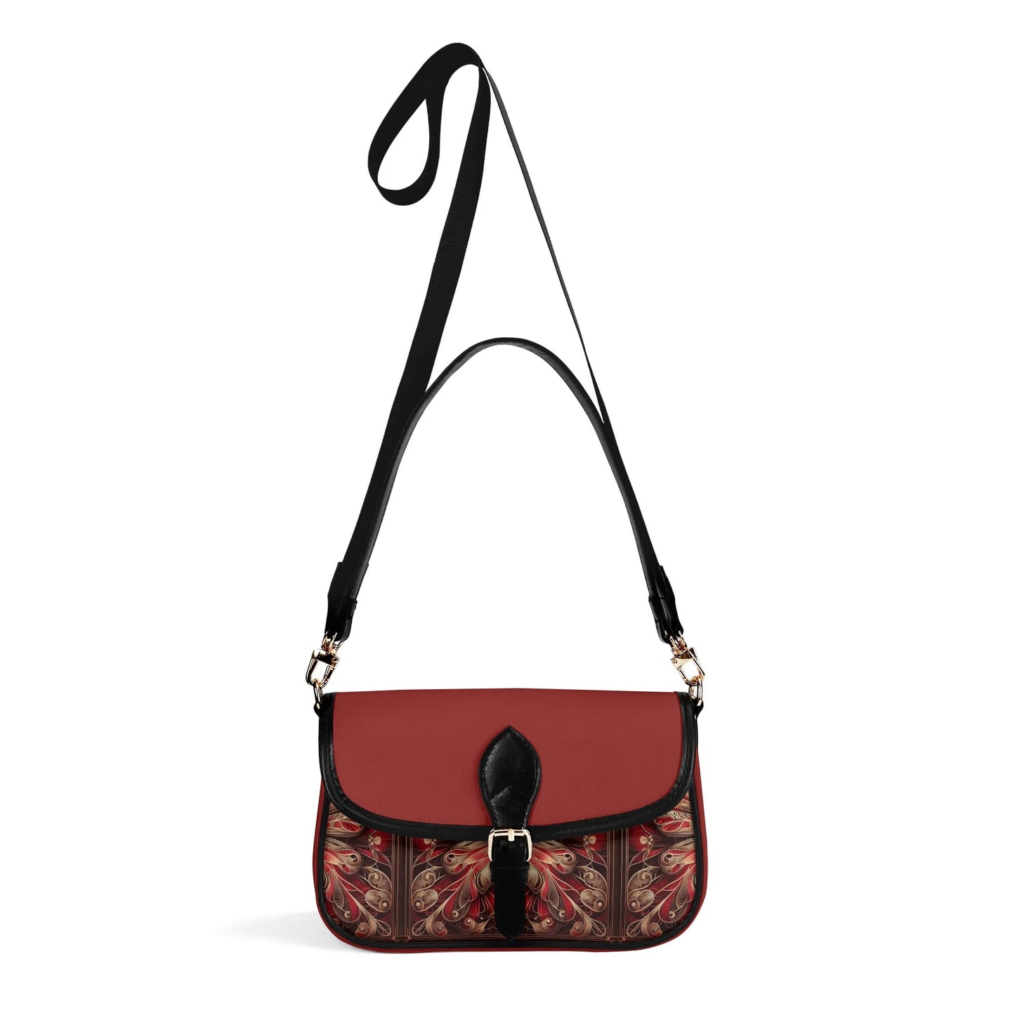 Womens Red Butterfly Crossbody Faux Leather Bag