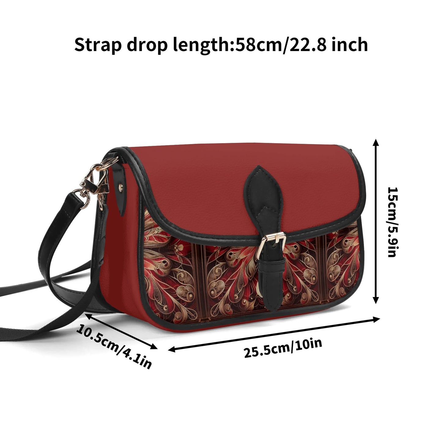 Womens Red Butterfly Crossbody Faux Leather Bag