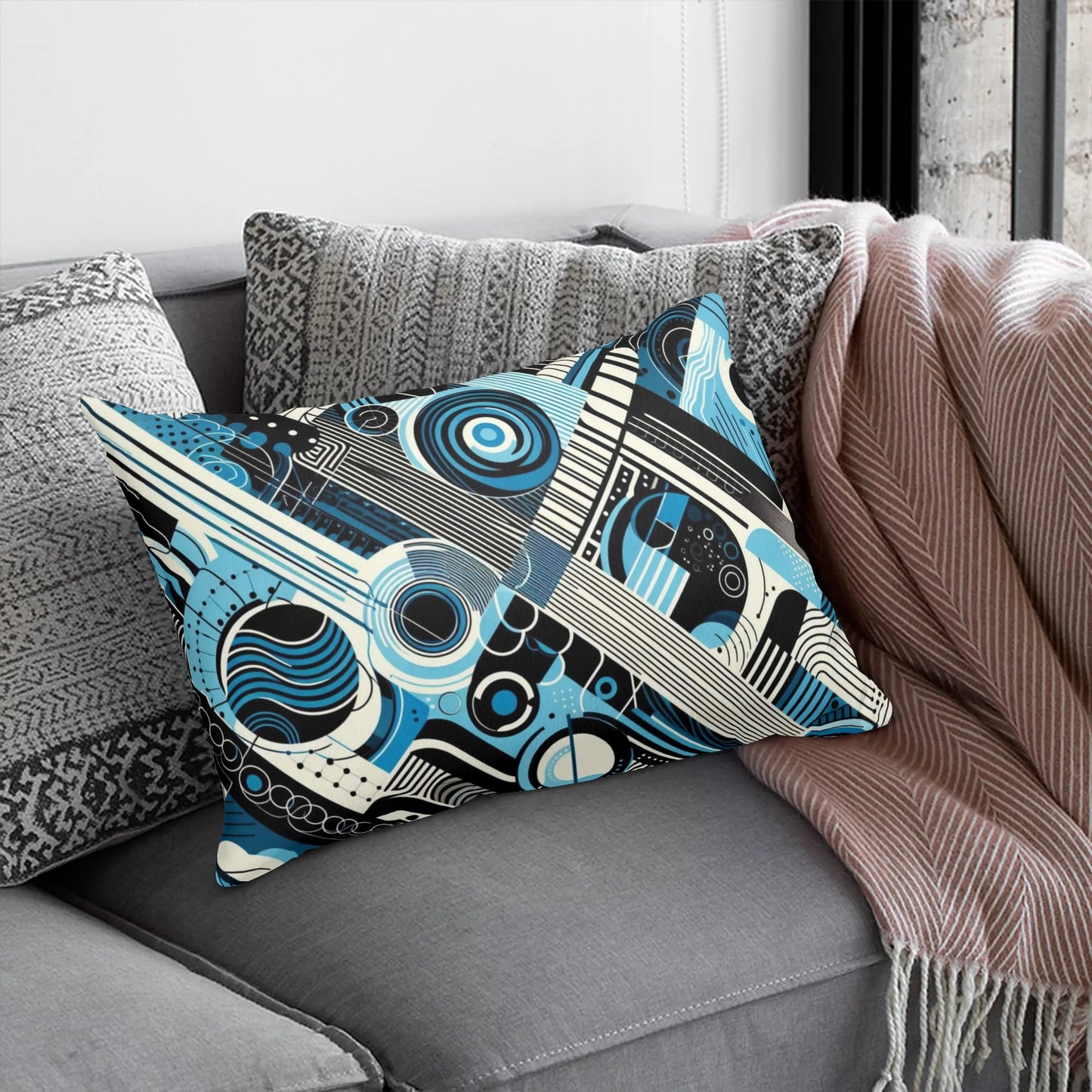 Abstract Blue Rectangular Pillow Case