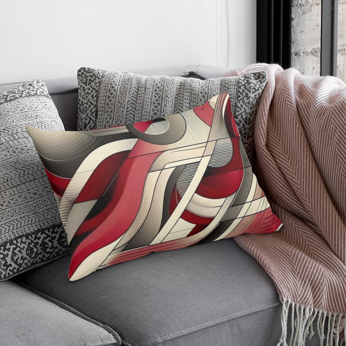 Abstract Red Rectangular Pillow Case