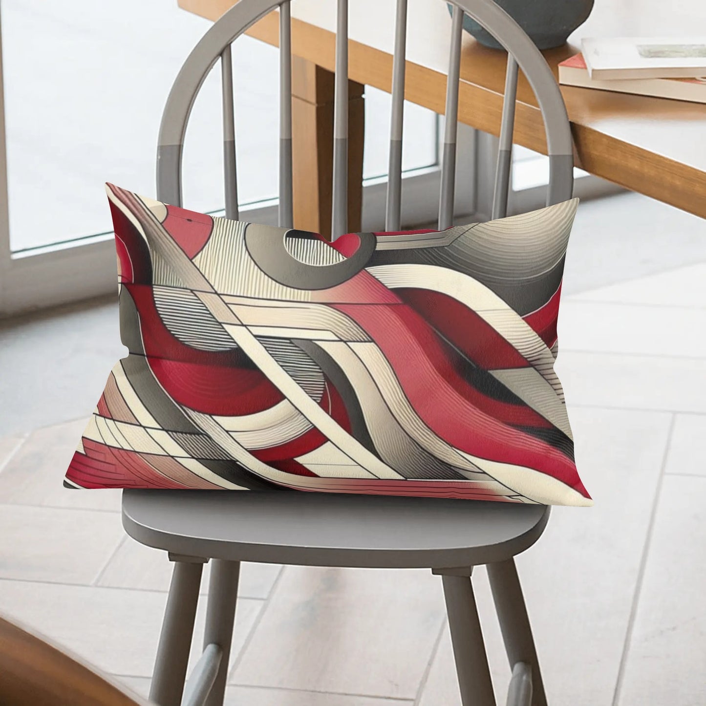 Abstract Red Rectangular Pillow Case