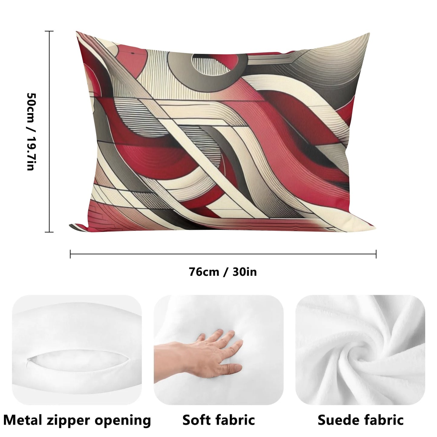 Abstract Red Rectangular Pillow Case