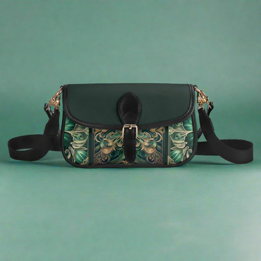 Womens Emerald Green Butterfly Faux Leather Bag