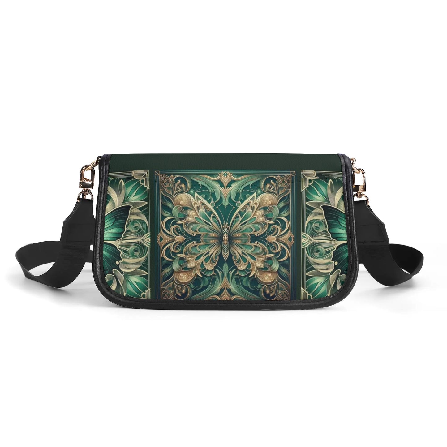 Womens Emerald Green Butterfly Faux Leather Bag