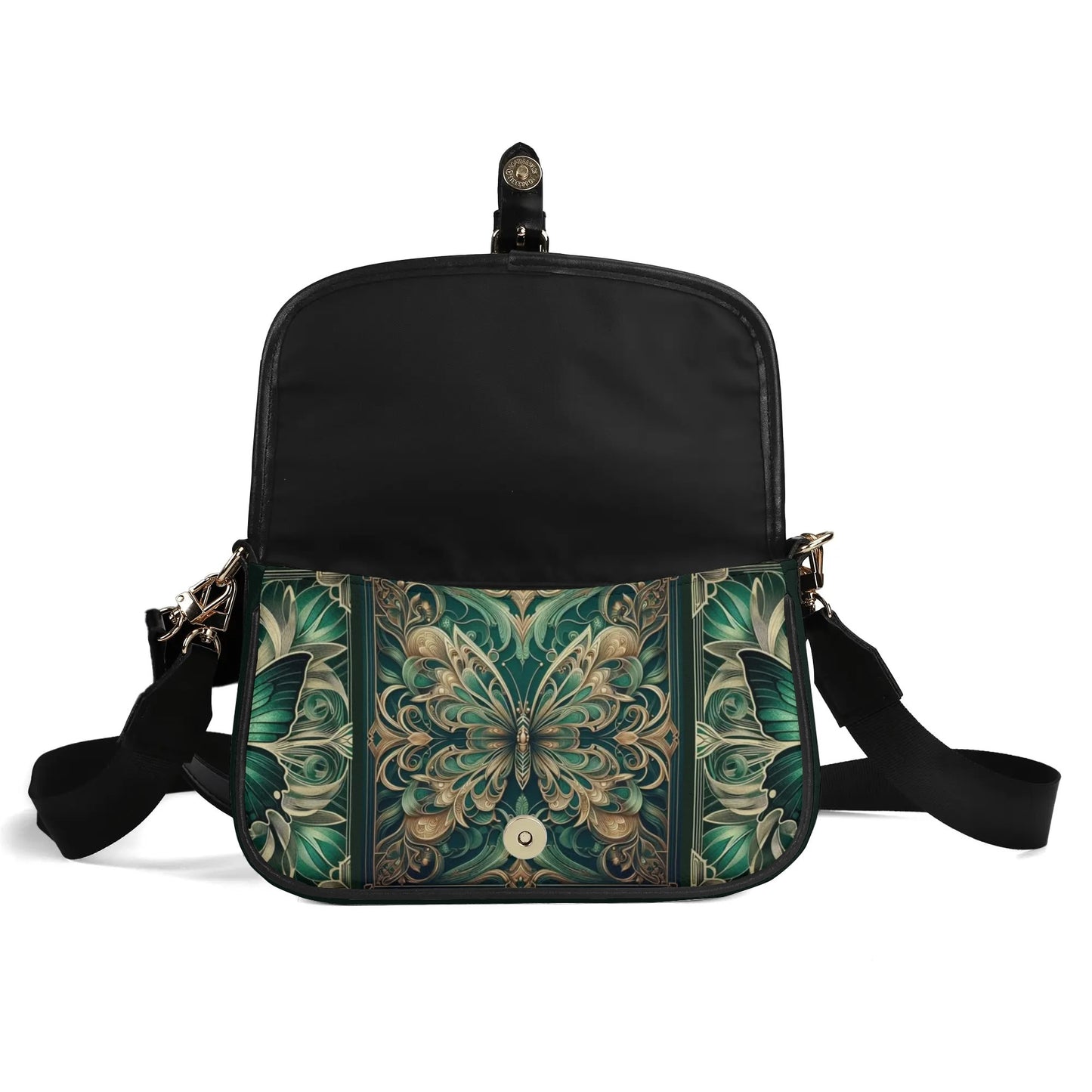 Womens Emerald Green Butterfly Faux Leather Bag