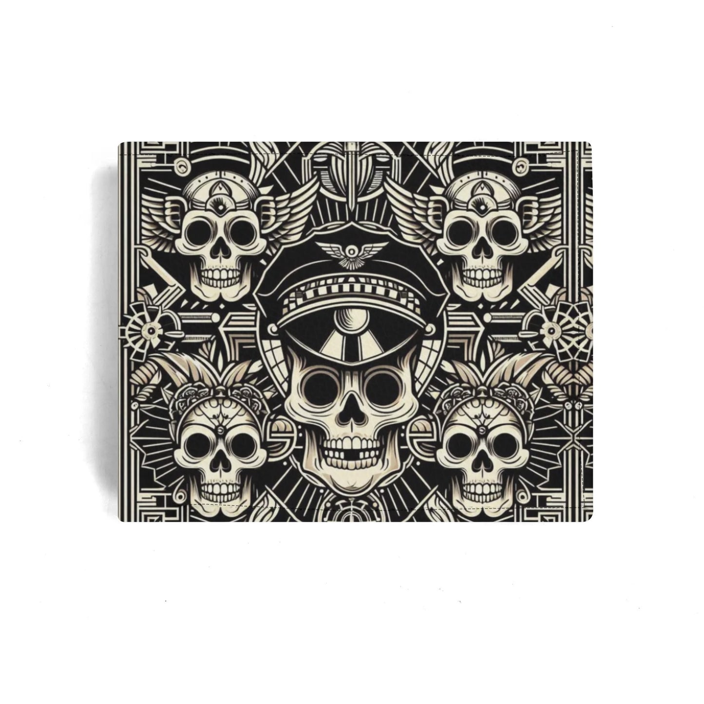 Mens Minimalist Skull Gang Leather Wallet