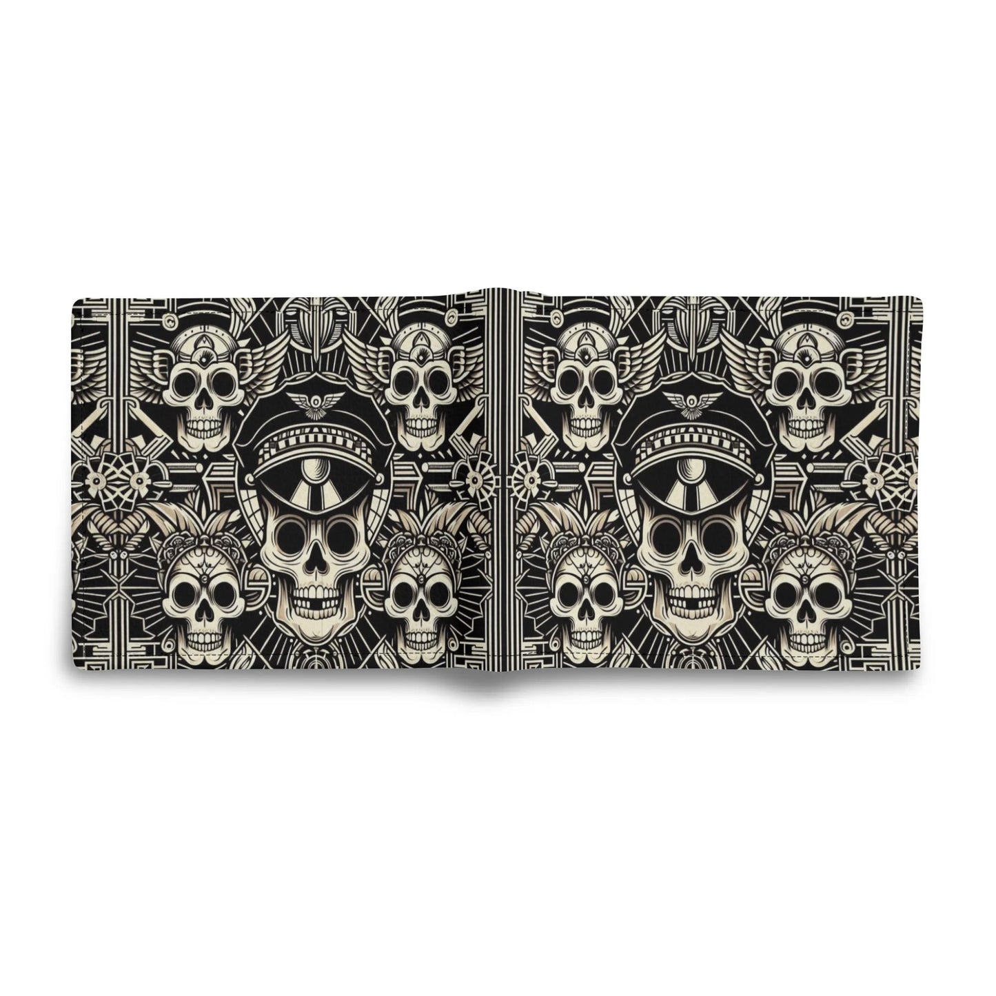 Mens Minimalist Skull Gang Leather Wallet