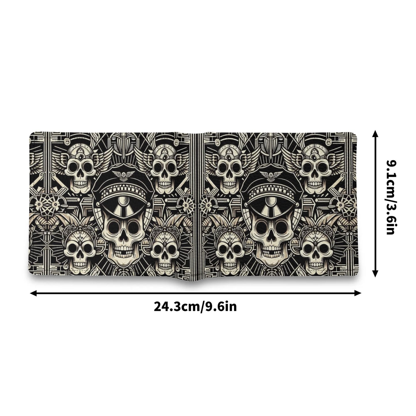 Mens Minimalist Skull Gang Leather Wallet