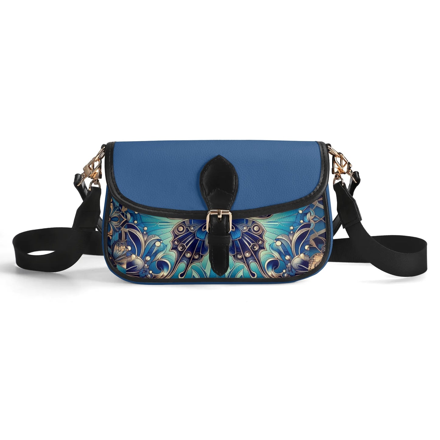 Womens Blue Butterfly Faux Leather Bag