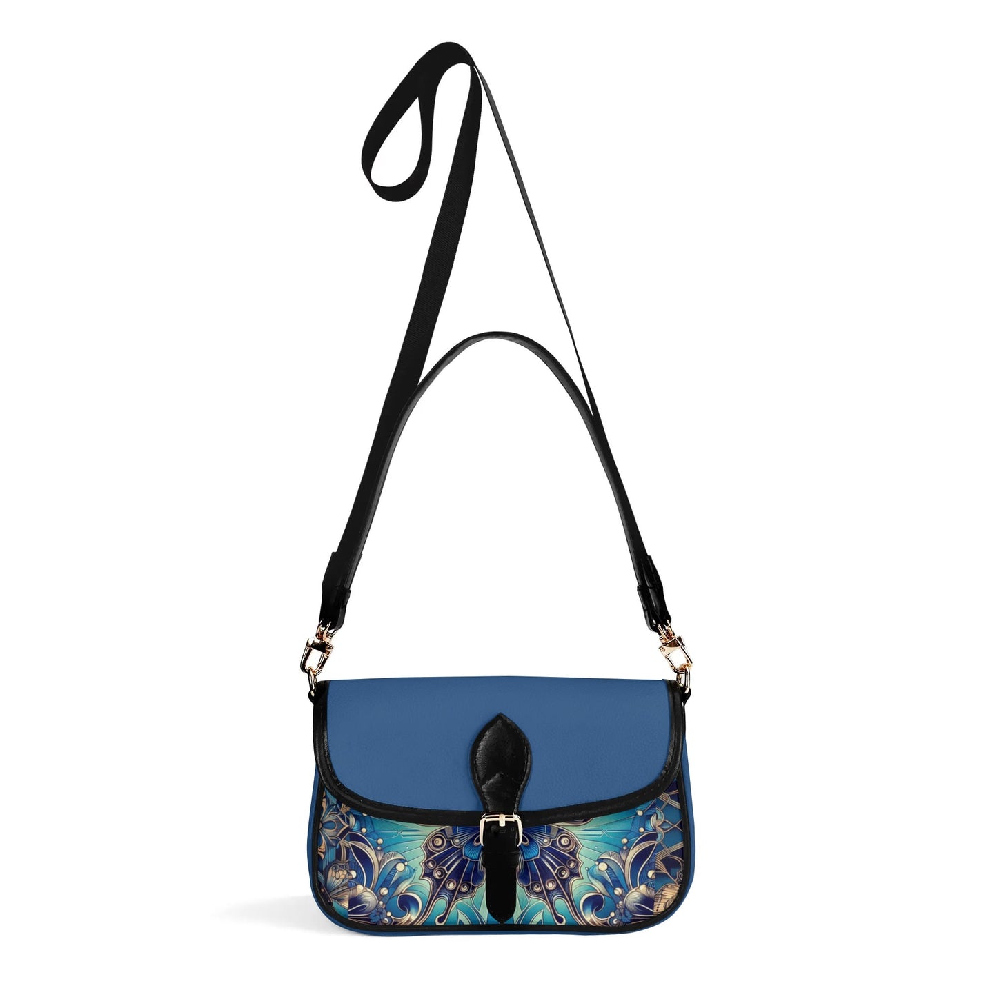 Womens Blue Butterfly Faux Leather Bag