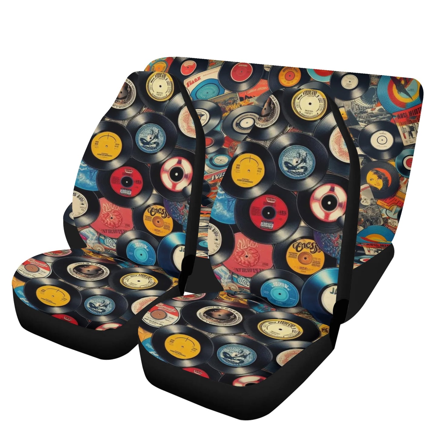 Assorted Vinyl Records Car Seat Cover Set