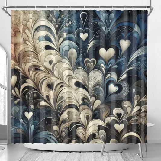 Abstract Floral Hearts Shower Curtain