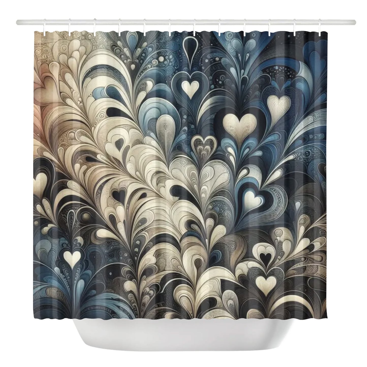 Abstract Floral Hearts Shower Curtain