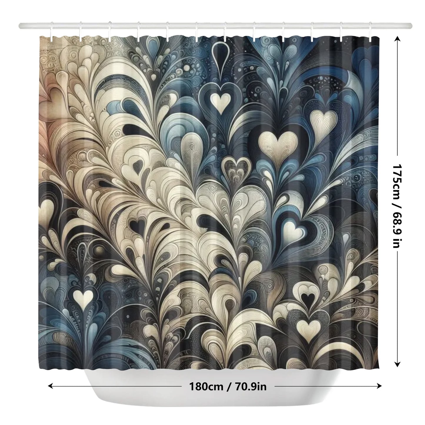 Abstract Floral Hearts Shower Curtain