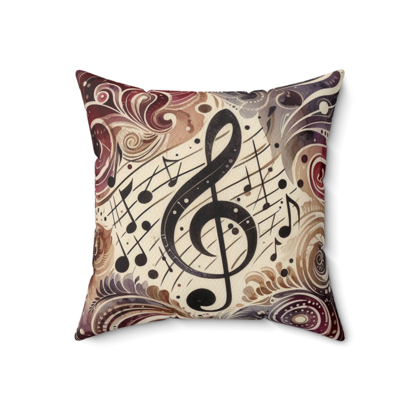 Double sided Dual Color Faux Suede Musical Notes Square Pillow