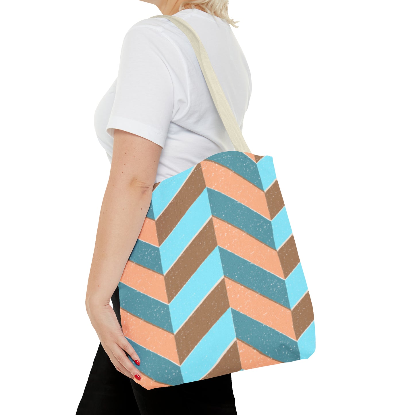 Misty Cyan Chevron Tote Bag - Fashionable and Functional - Misfit Marketing Design Studios