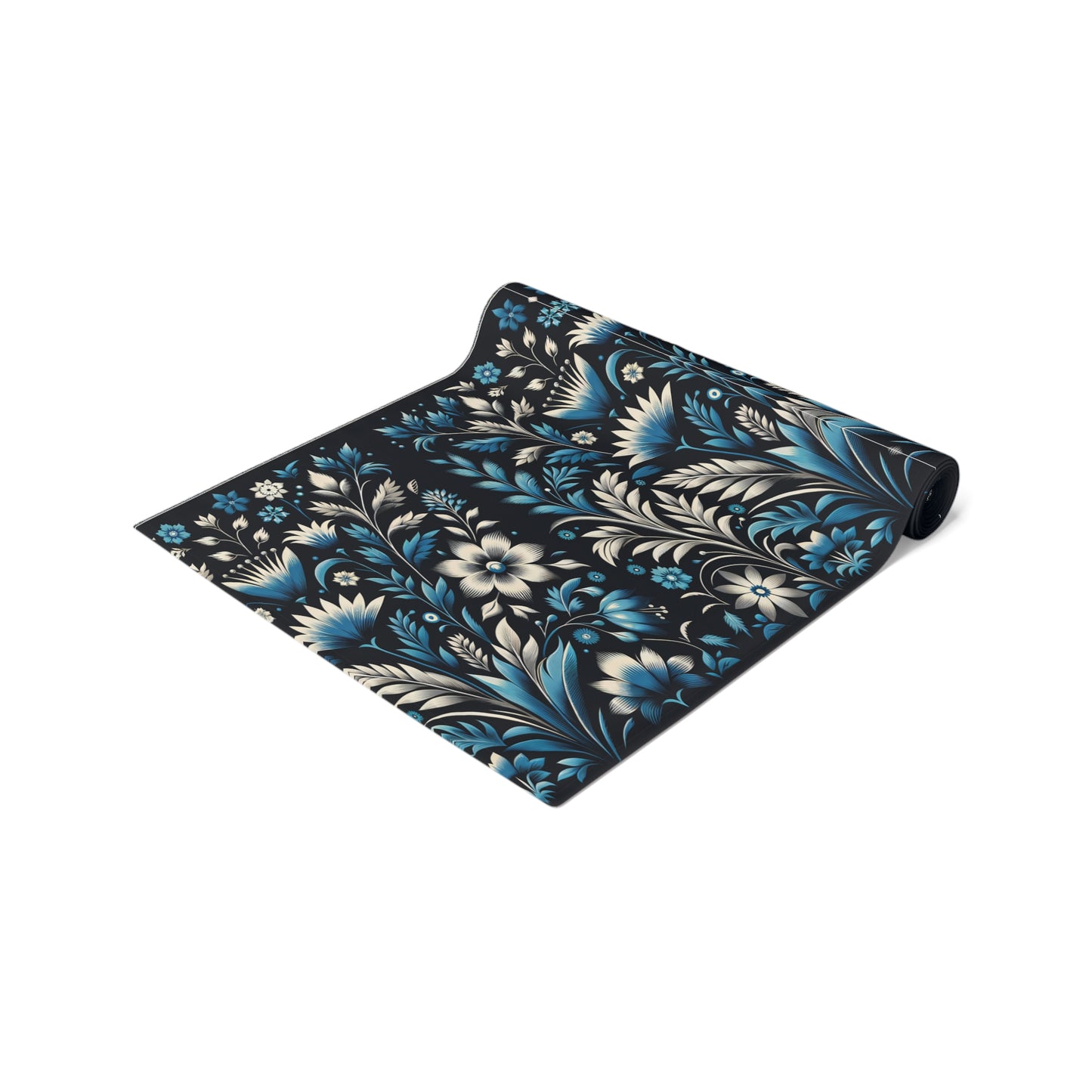 Dark Blue Art Dec Floral Table Runner