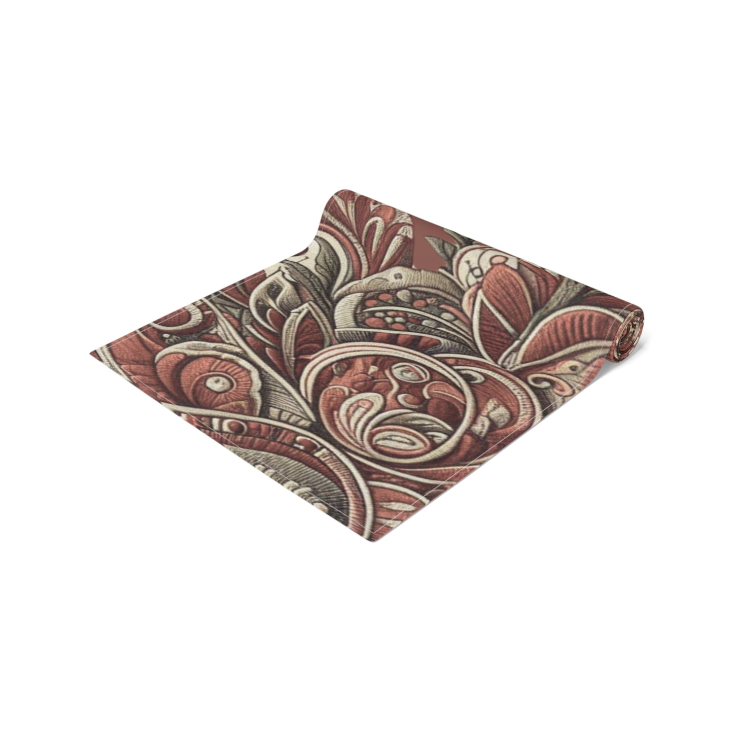 Burgundy Floral Pattern Table Runner