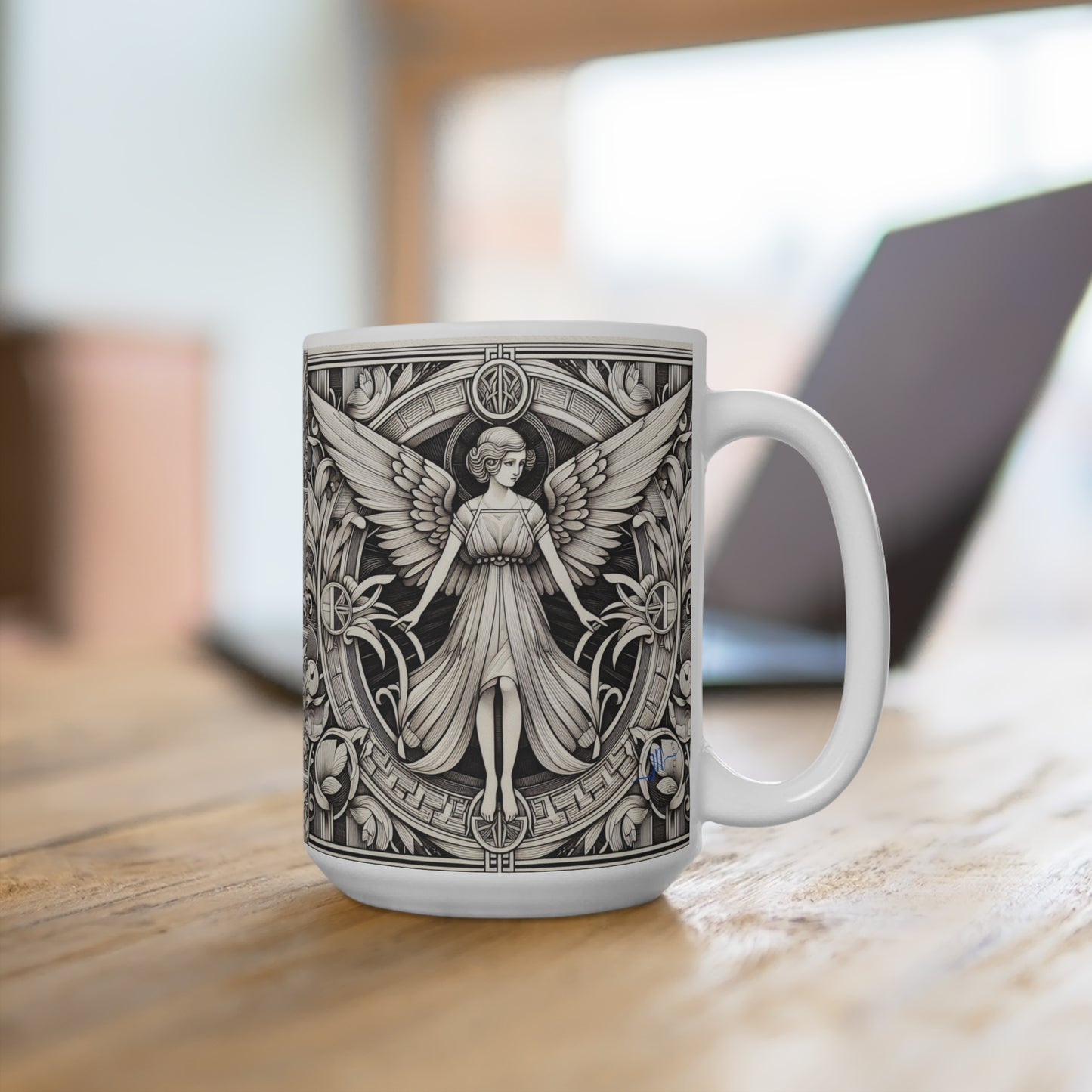 Art Deco Black and White Angel Coffee Mug