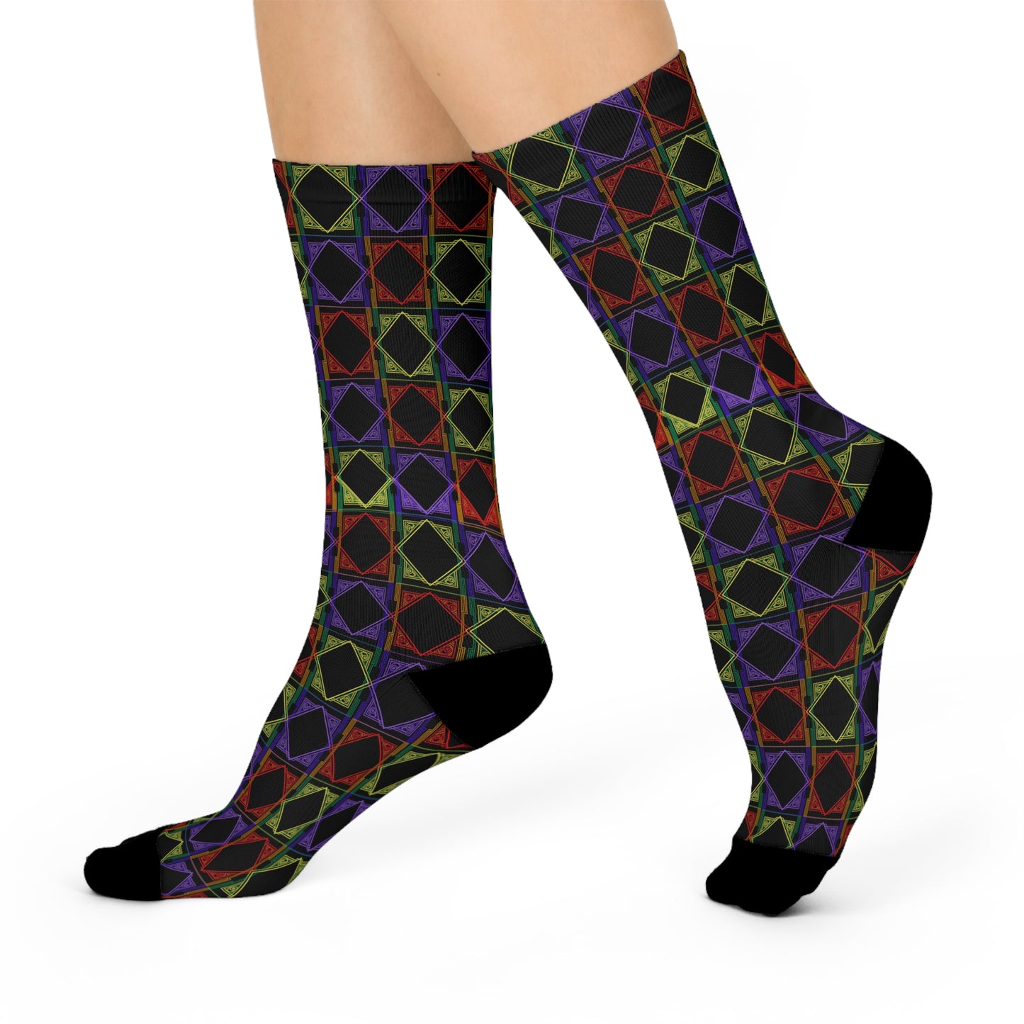 Art Deco Rainbow Cushioned Crew Socks - Misfit Marketing Design Studios