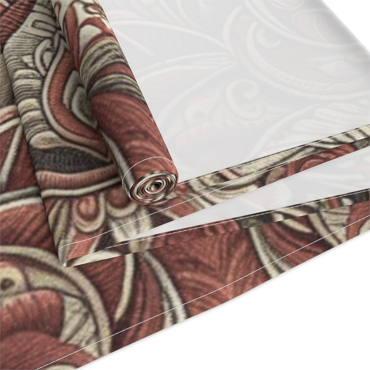 Burgundy Floral Pattern Table Runner