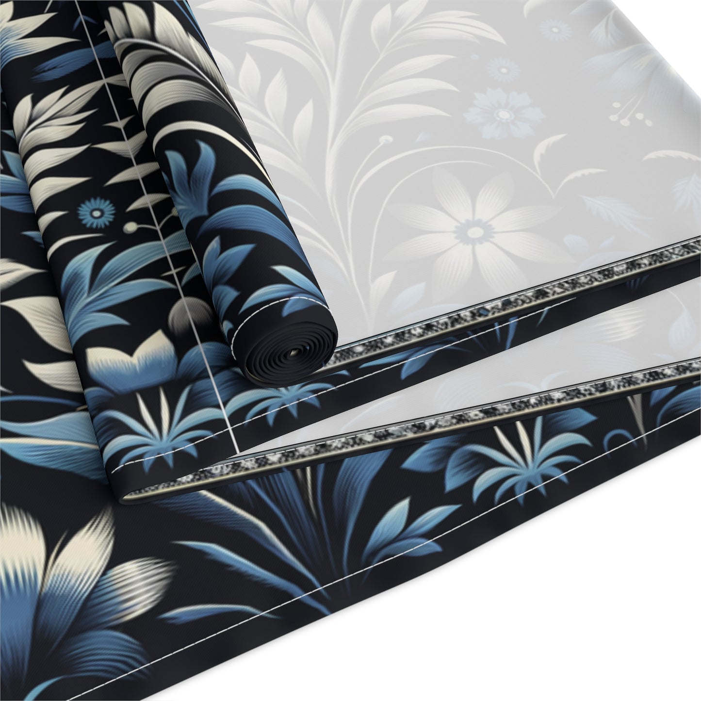 Dark Blue Art Dec Floral Table Runner