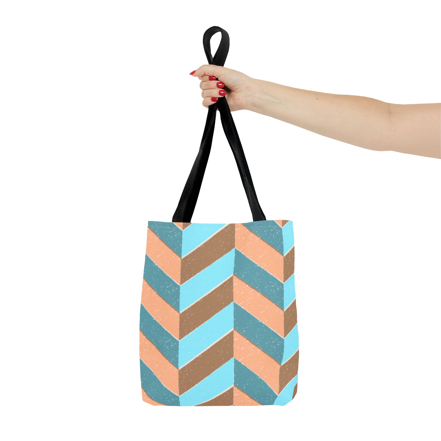 Misty Cyan Chevron Tote Bag - Fashionable and Functional - Misfit Marketing Design Studios