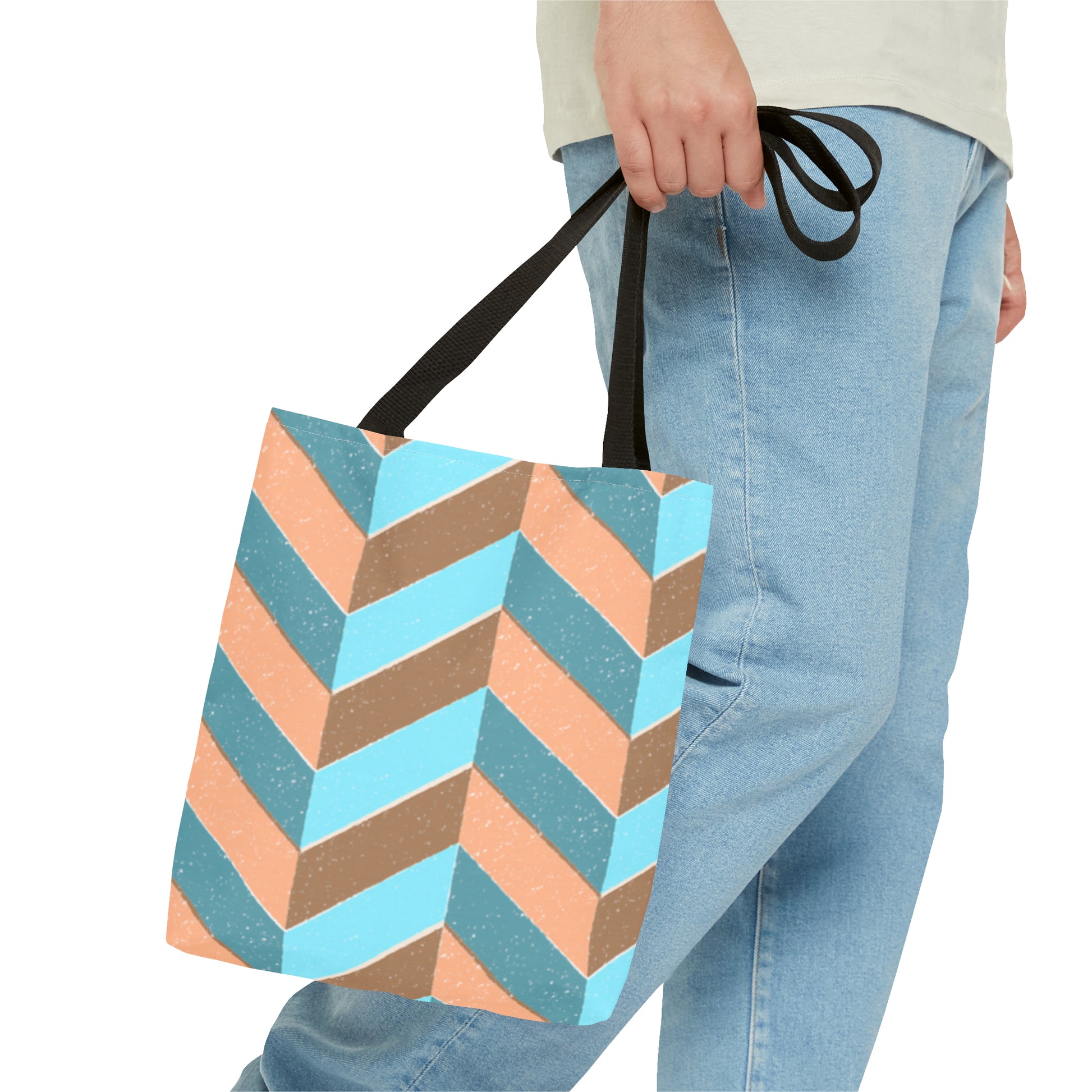 Misty Cyan Chevron Tote Bag - Fashionable and Functional - Misfit Marketing Design Studios