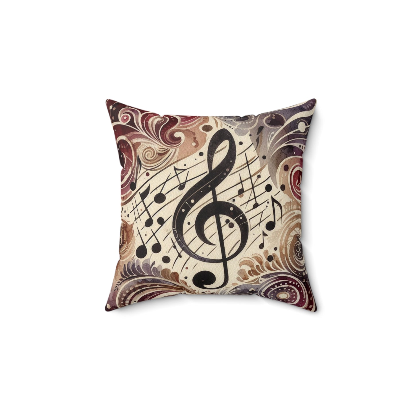 Double sided Dual Color Faux Suede Musical Notes Square Pillow