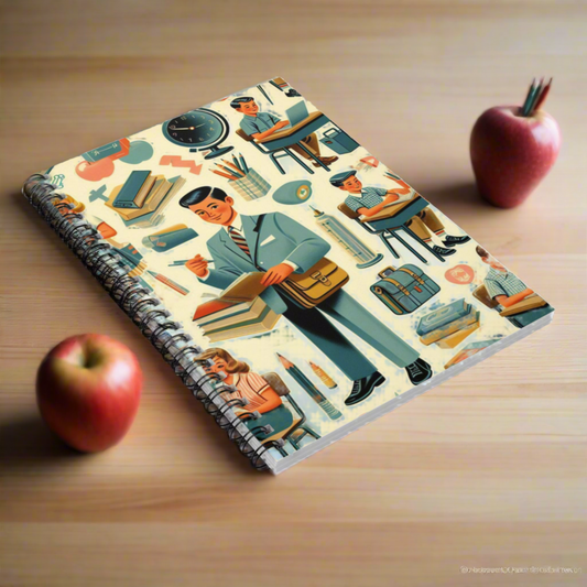 Back to School in 1950s Style Spiral Notebook - Ruled Line