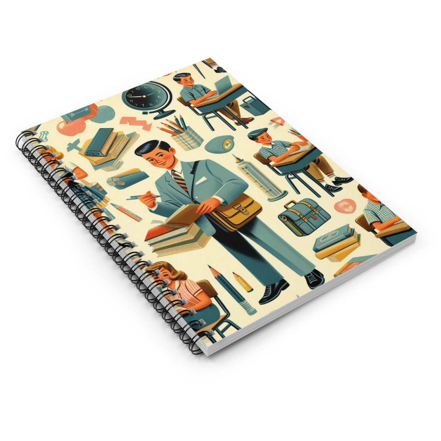 Back to School in 1950s Style Spiral Notebook - Ruled Line