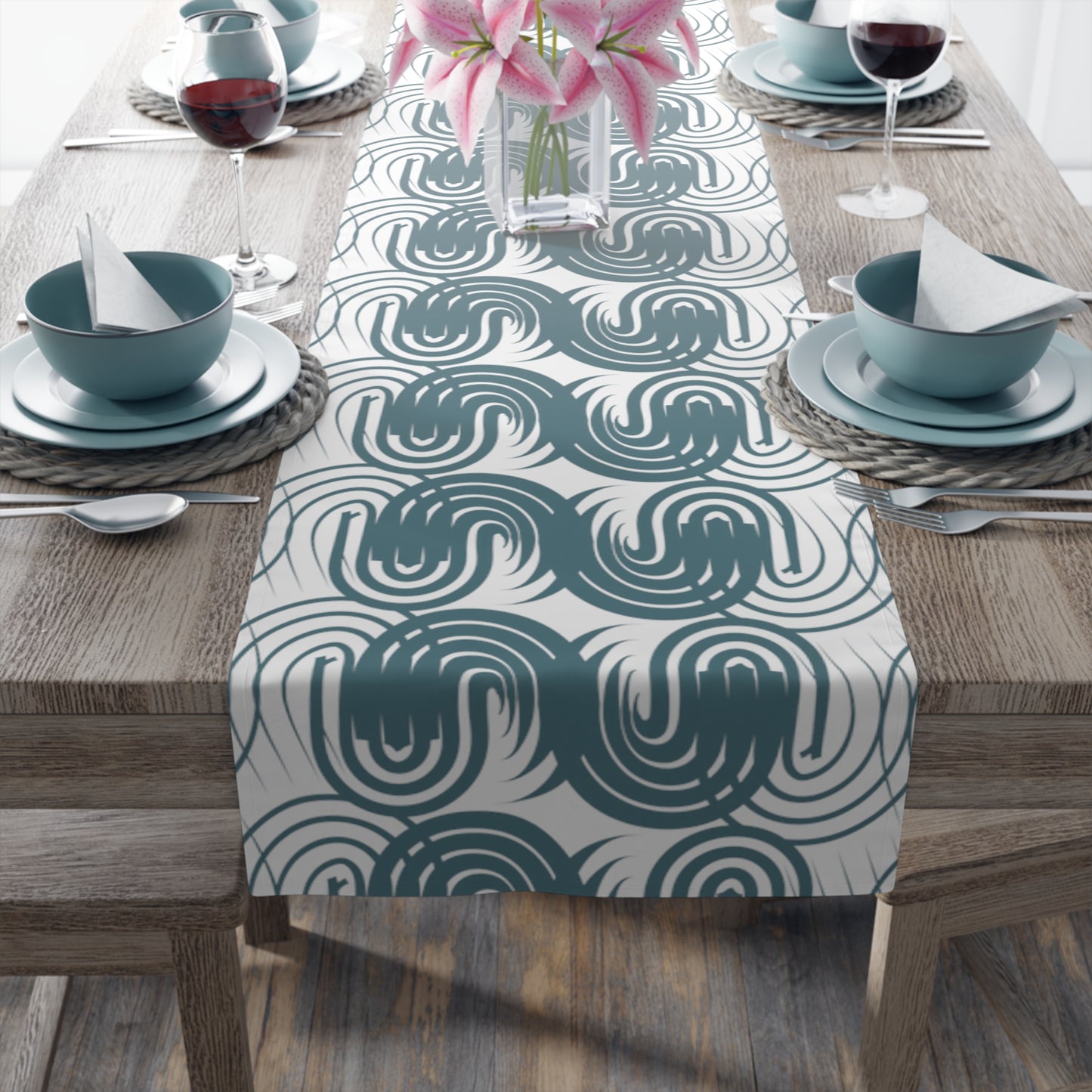 Paynes Gray Table Runner with Artistic Pattern - Elegant and Unique Home Decor - Misfit Marketing Design Studios