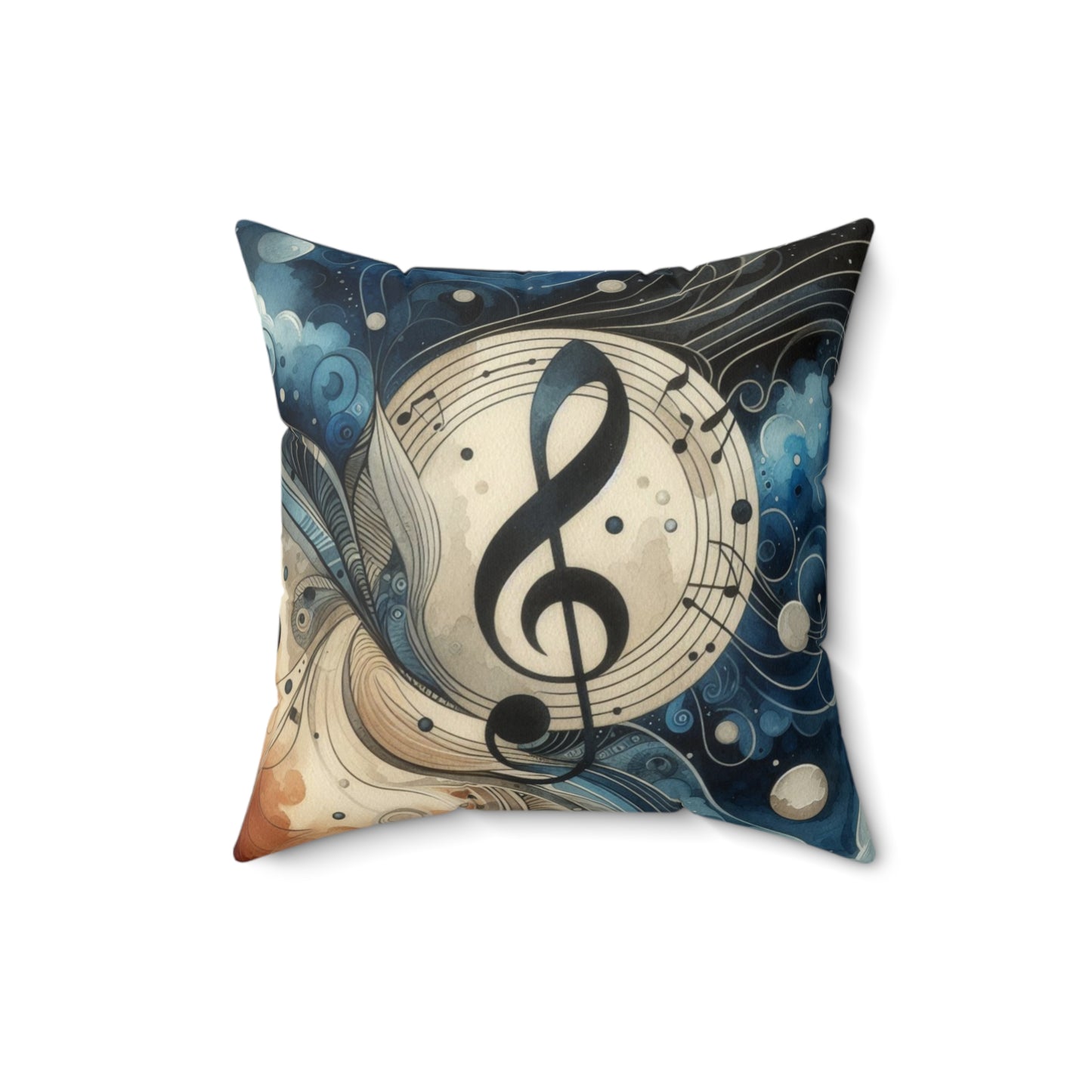 Double sided Dual Color Faux Suede Musical Notes Square Pillow