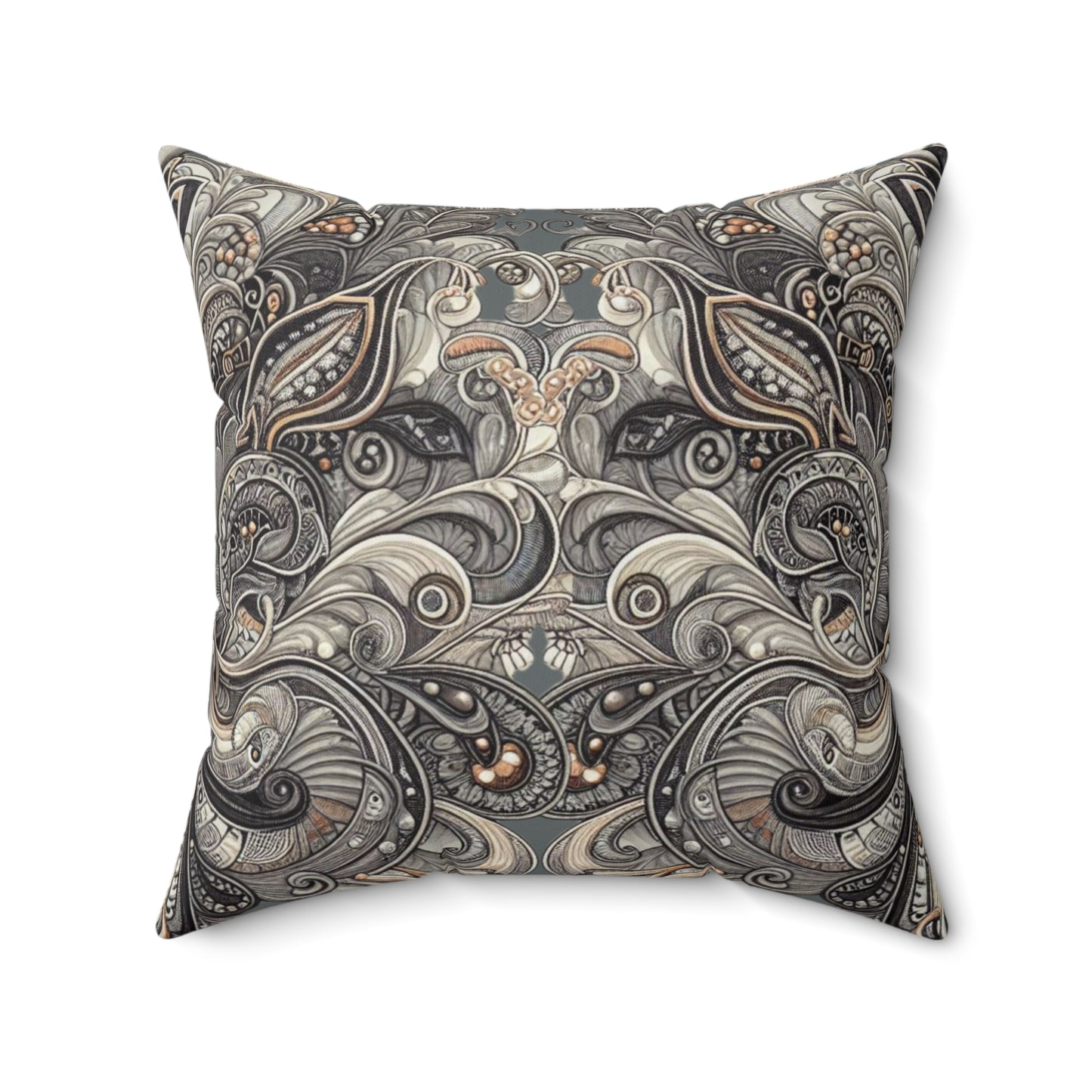 Art Deco Paisley Faux Suede Square Pillow