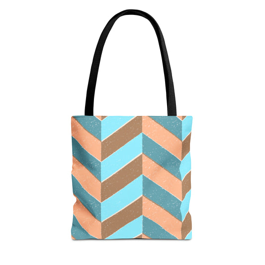 Misty Cyan Chevron Tote Bag - Fashionable and Functional - Misfit Marketing Design Studios