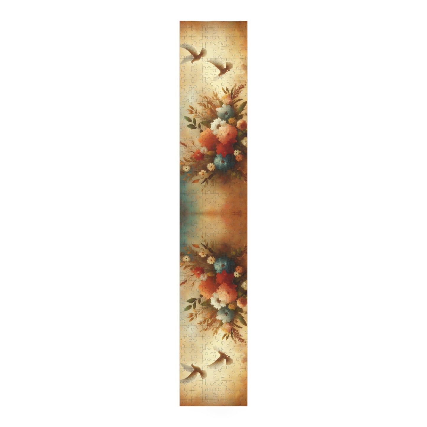 Floral Puzzle Table Runner - Elegant Home Decor with Vibrant Floral Pattern - Misfit Marketing Design Studios