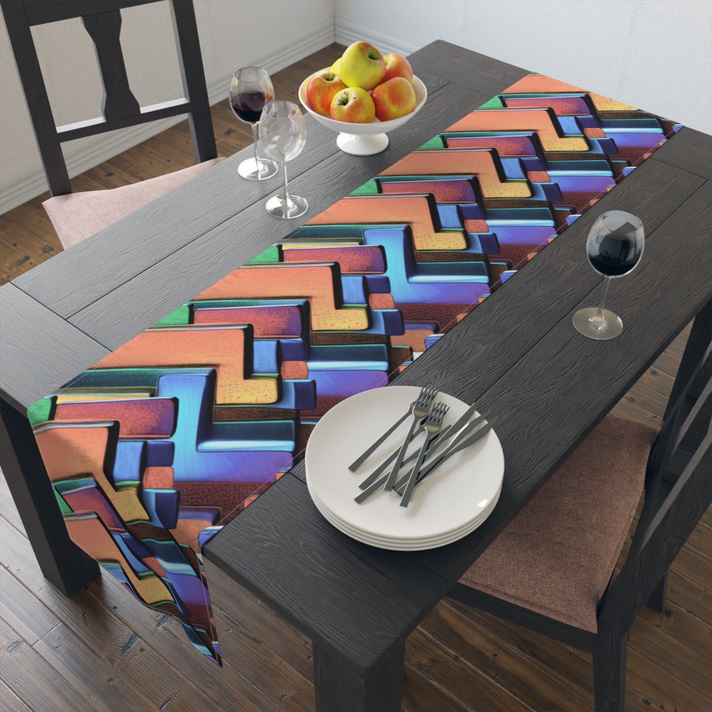 Vibrant and Colorful Abstract Decorative Table Runner - Misfit Marketing Design Studios