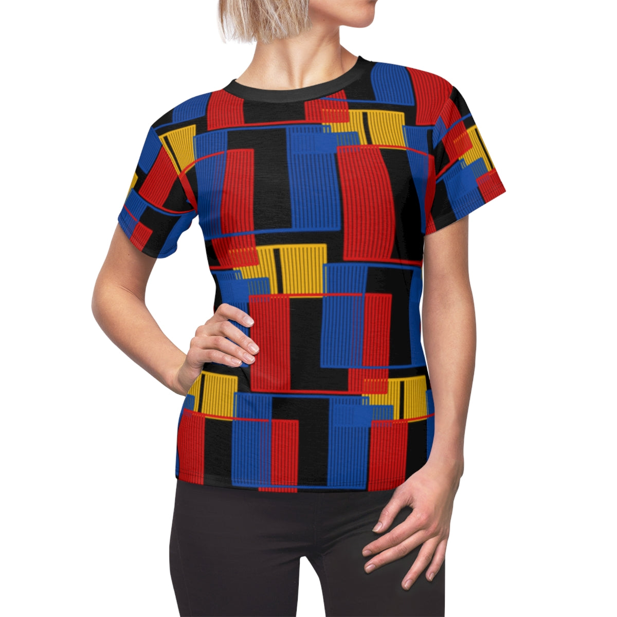 Womens Multi Color Tee Fashion Top - Trendy  Vibrant Design for Any Occasion - Misfit Marketing Design Studios