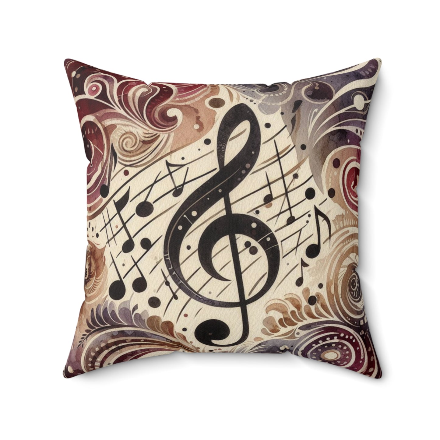 Double sided Dual Color Faux Suede Musical Notes Square Pillow