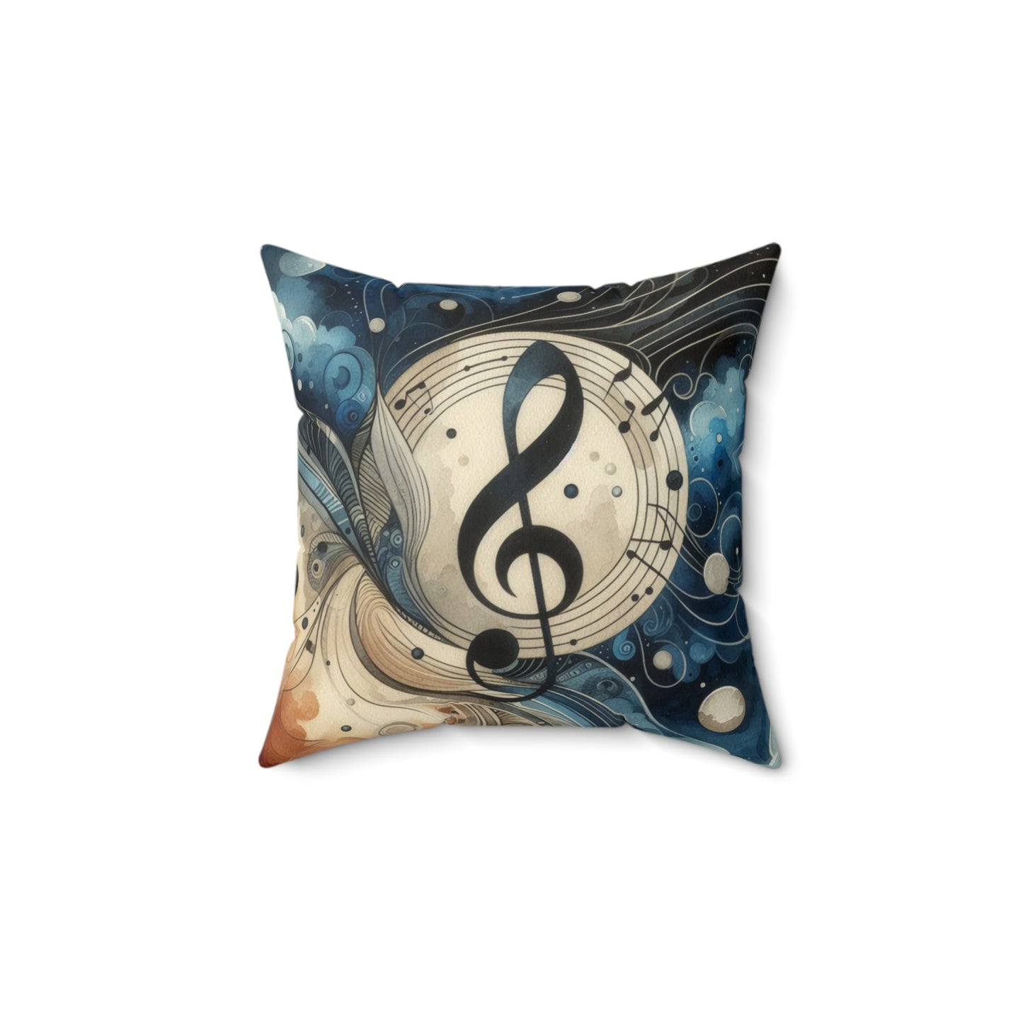 Double sided Dual Color Faux Suede Musical Notes Square Pillow