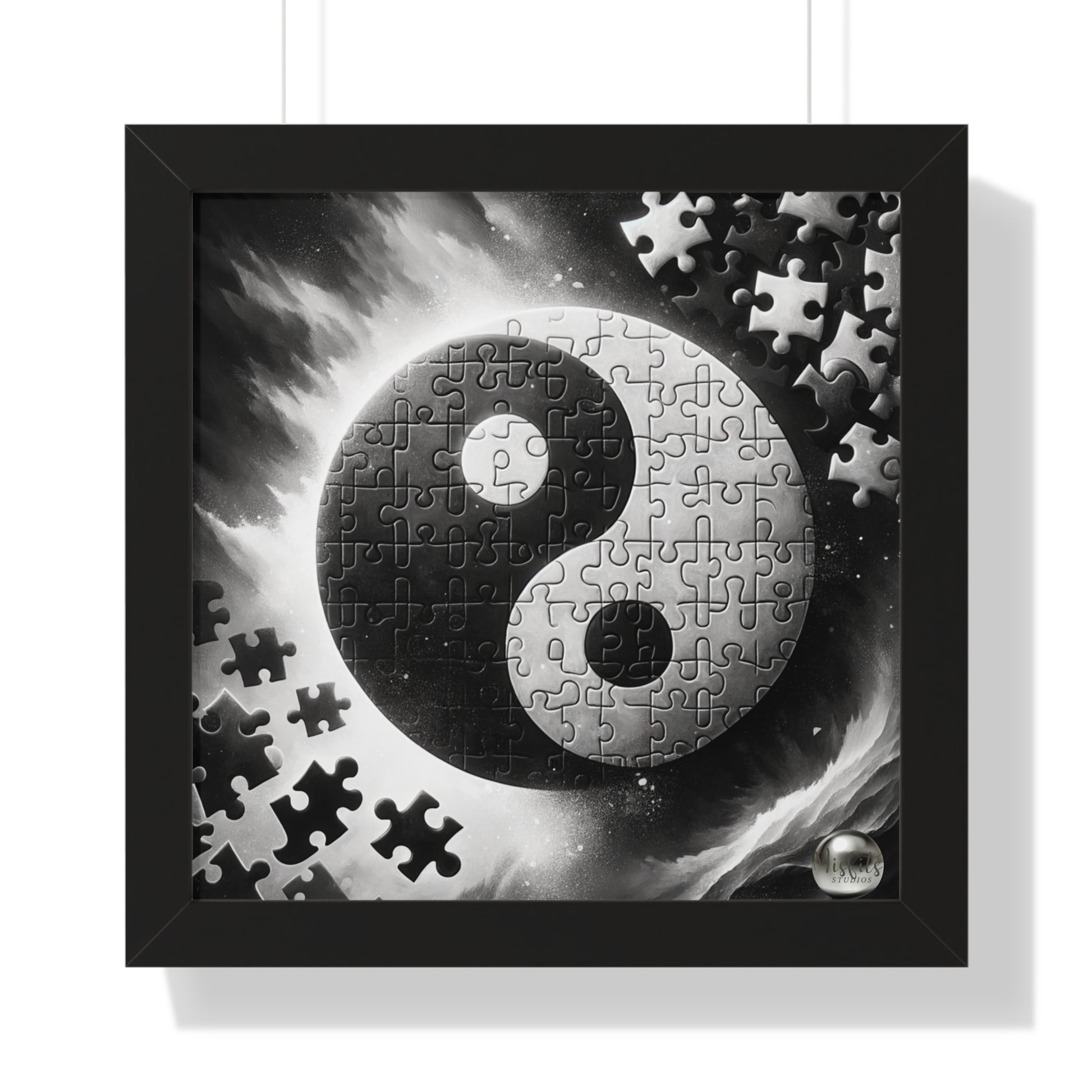 Yin Yang Interconnected Puzzle Pieces - Framed Vertical Poster  Home Decor - Misfit Marketing Design Studios