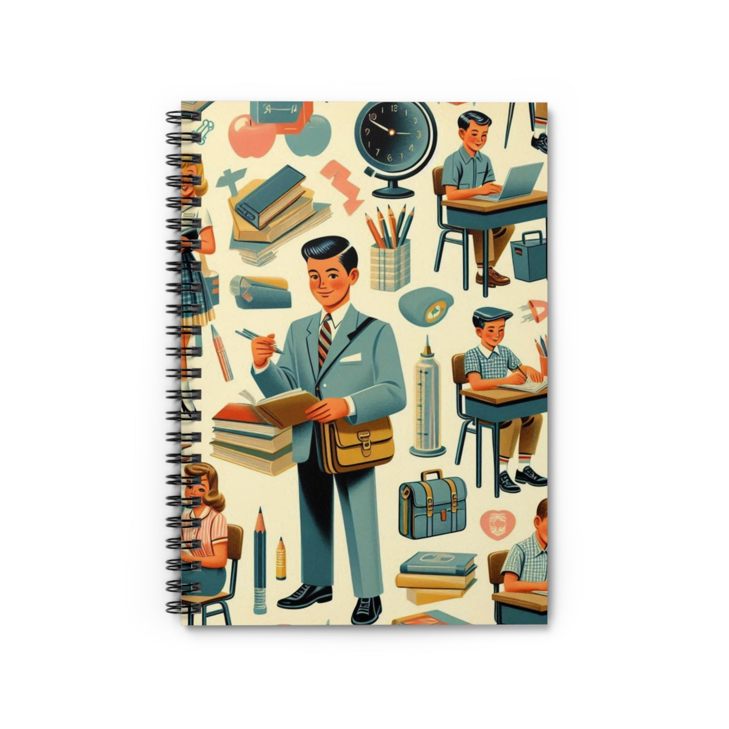 Back to School in 1950s Style Spiral Notebook - Ruled Line