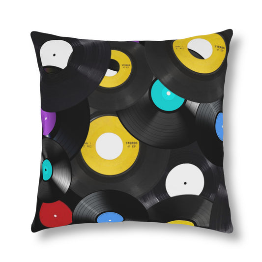 Vinyl Record Decorative Pillow - Retro Music Inspired Home Decor - Misfit Marketing Design Studios