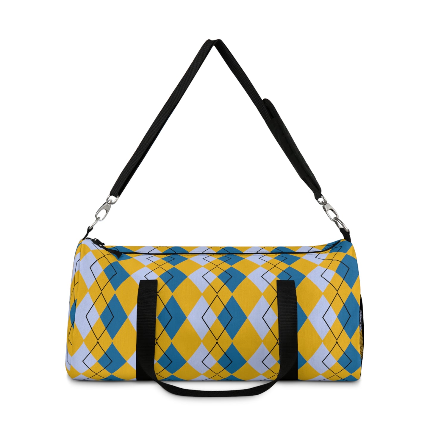 Yellow Argyle Spring Duffel - Perfect for Gym and Travel - Lightweight and Durable - Misfit Marketing Design Studios