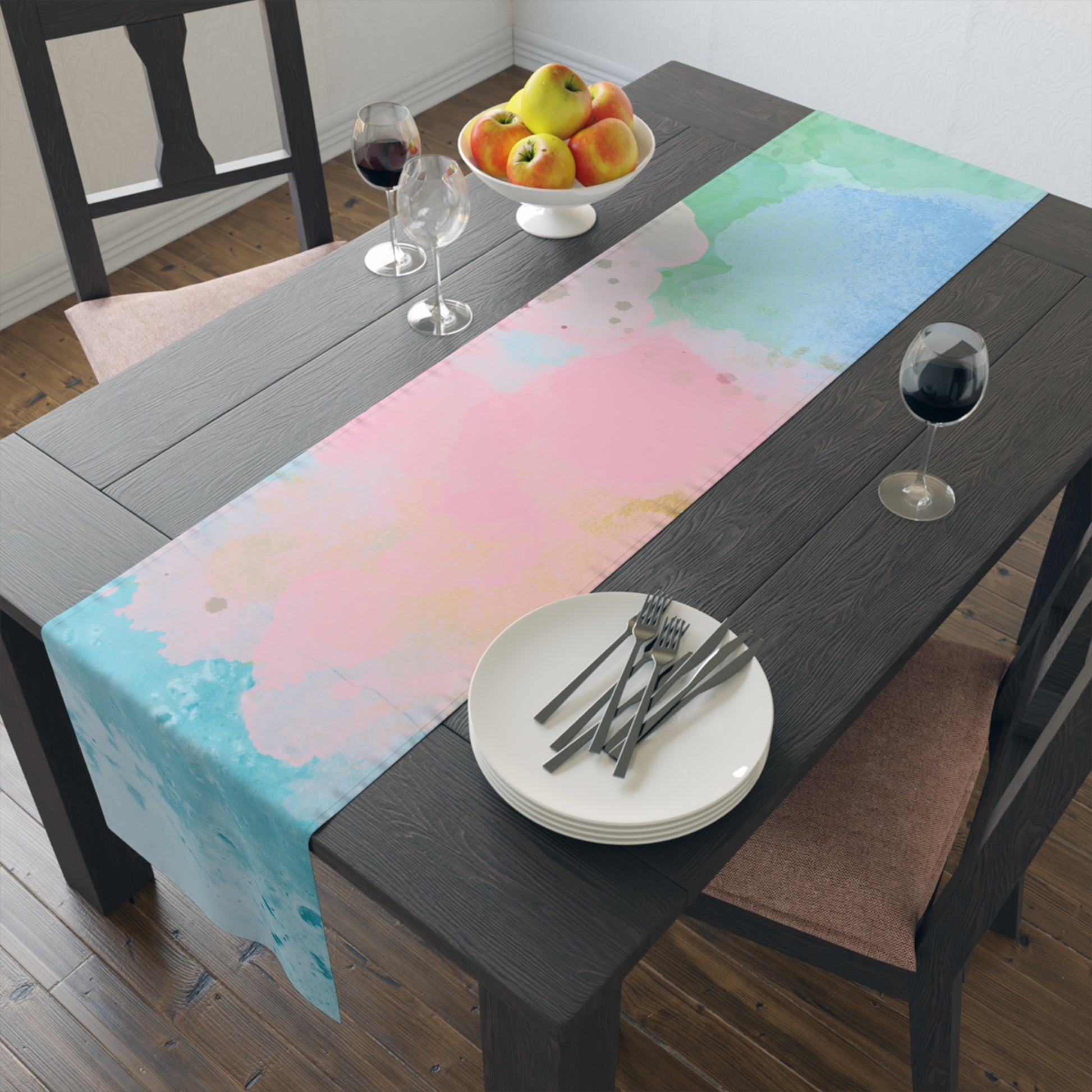 Soft Pastel Abstract Table Runner - Beautiful Home Decor Accessory - Misfit Marketing Design Studios