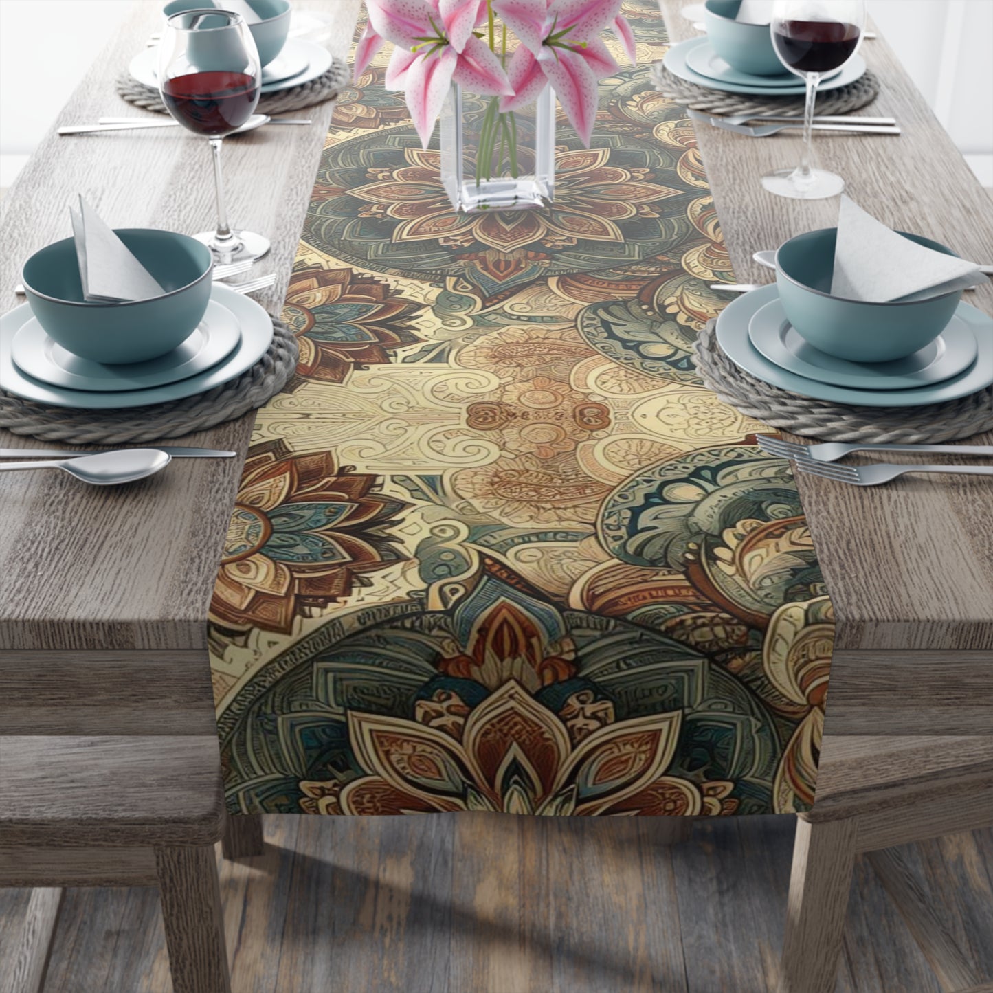 Cafe Beige Floral Table Runner