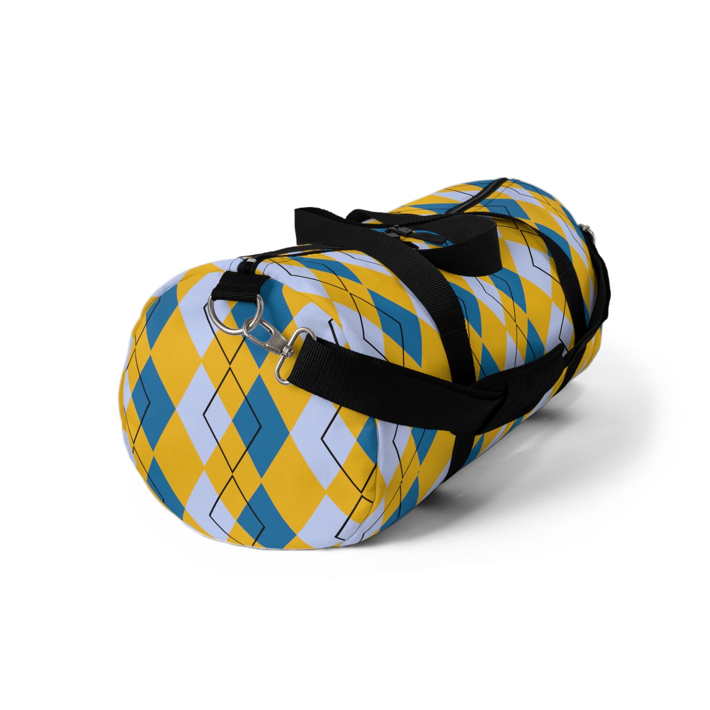 Yellow Argyle Spring Duffel - Perfect for Gym and Travel - Lightweight and Durable - Misfit Marketing Design Studios