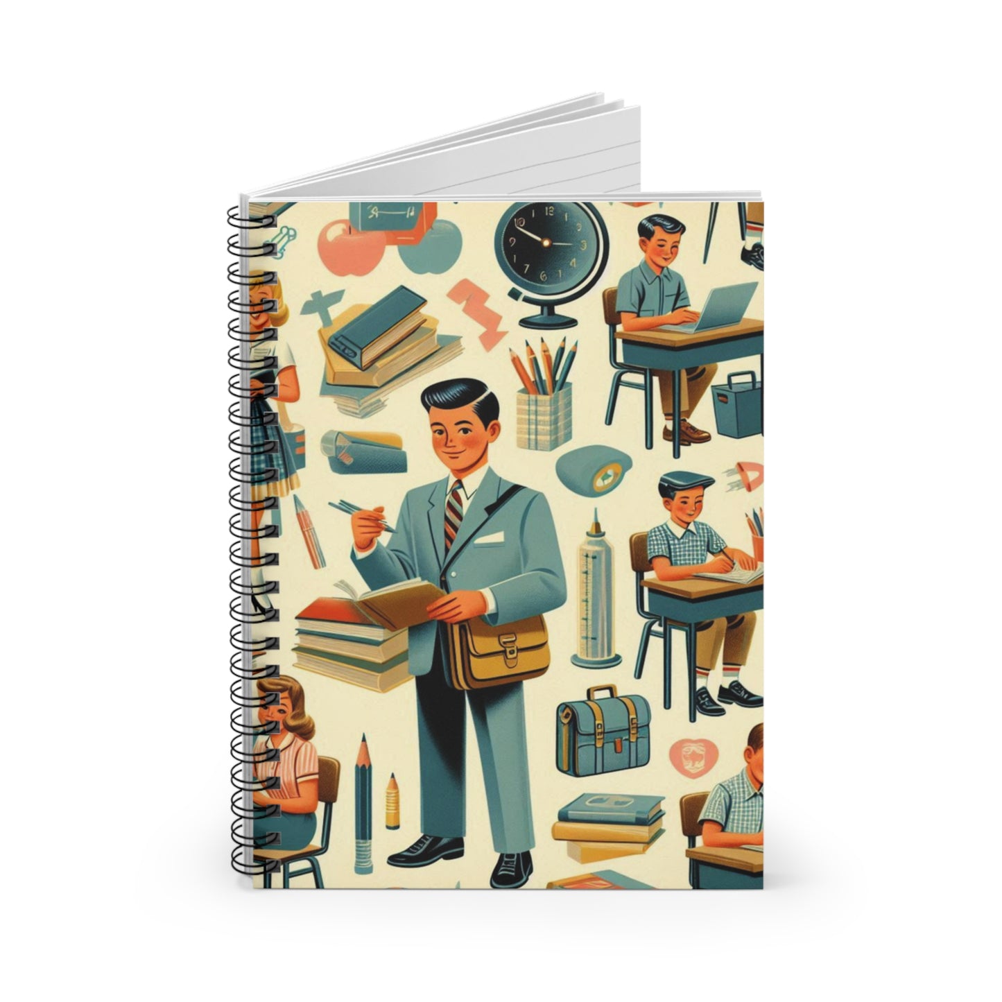 Back to School in 1950s Style Spiral Notebook - Ruled Line